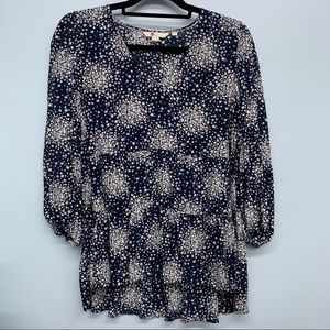 Boden blue & white tiered top 3/4 sleeves